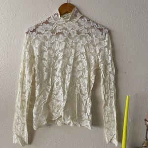 Vintage Sheer Lace Turtle Neck